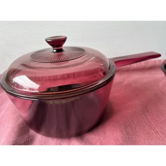 Corning Ware Visions CRANBERRY with Teflon Bottom (4 piece set)
